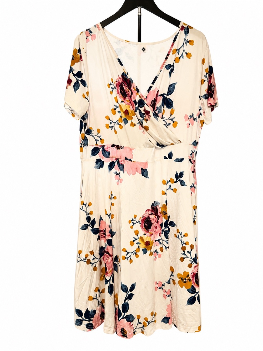 Your Style XL Cream Floral Surplice Fit & Flare Dress